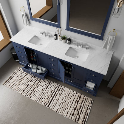 Dukes 84 in. W x 22 in. D Navy Blue Double Bath Vanity