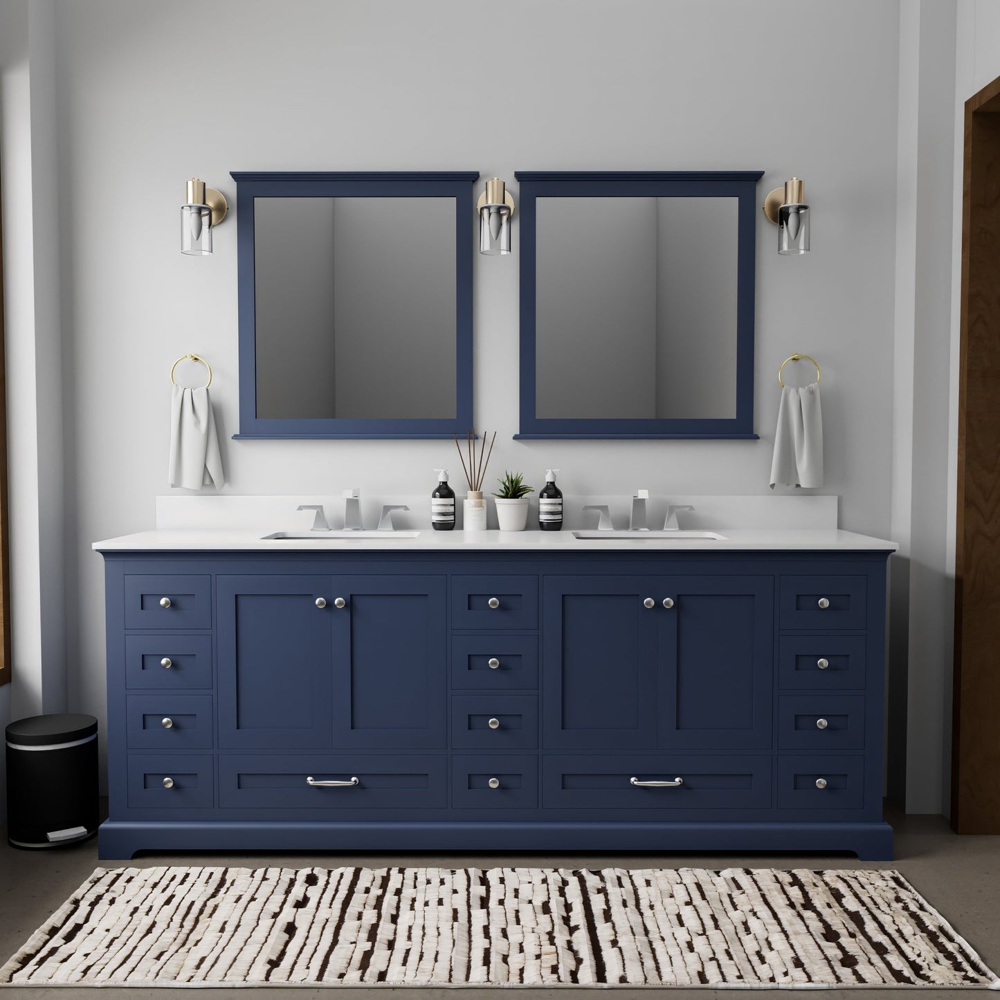 Dukes 84 in. W x 22 in. D Navy Blue Double Bath Vanity
