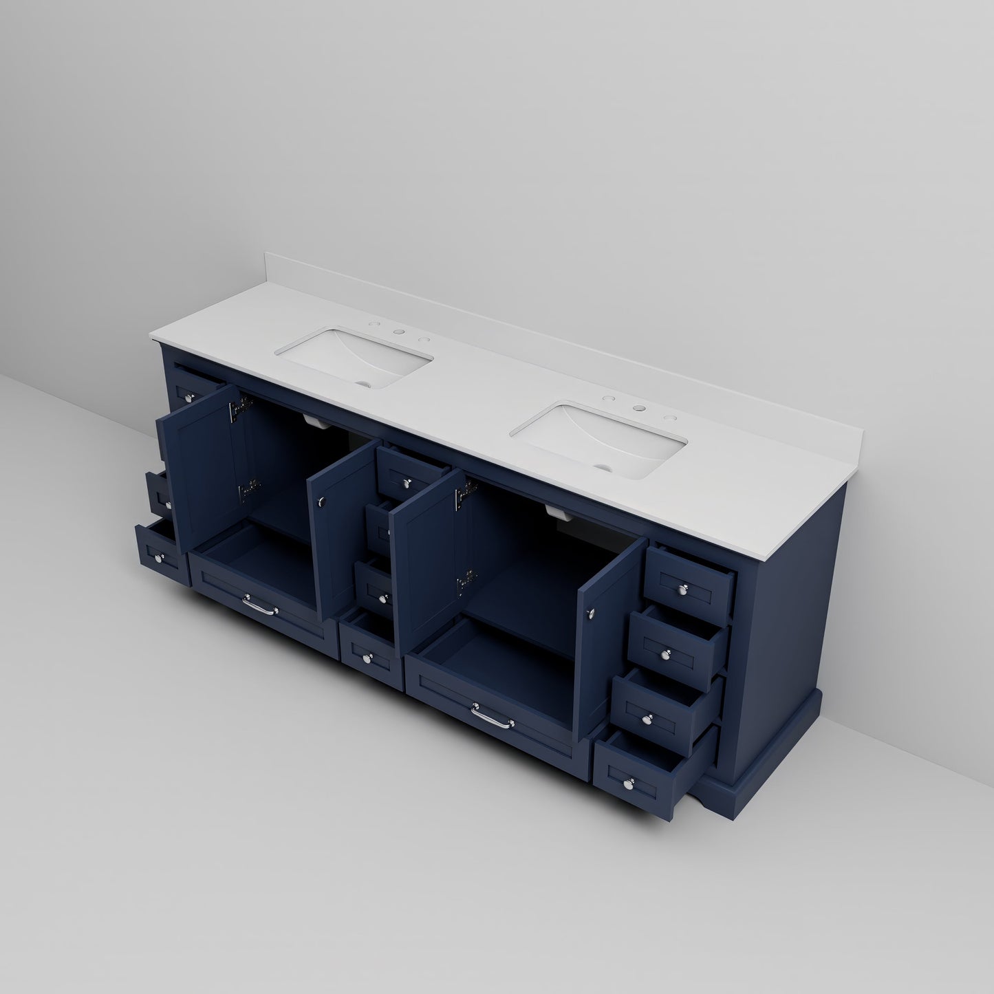 Dukes 84 in. W x 22 in. D Navy Blue Double Bath Vanity