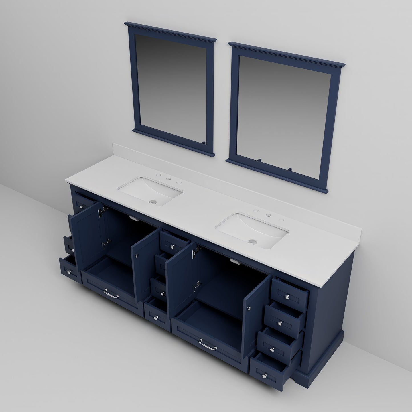Dukes 84 in. W x 22 in. D Navy Blue Double Bath Vanity