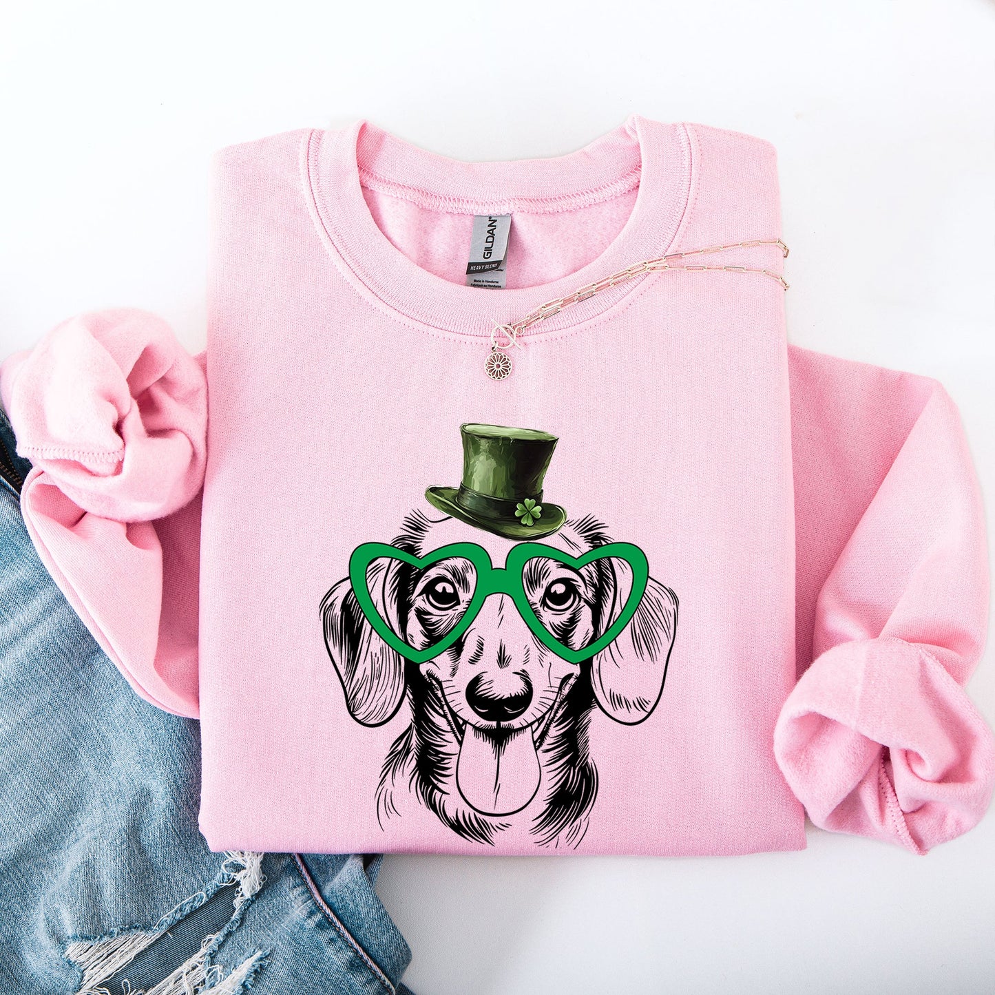 Dachshund, Adorable Dog, St Patrick's Day, Lucky, Irish Sweatshirt