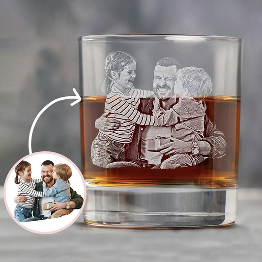 Custom Photo - Personalized Custom Whiskey Glass - Father's Day Gift for Dad, Daddy, Grandpa