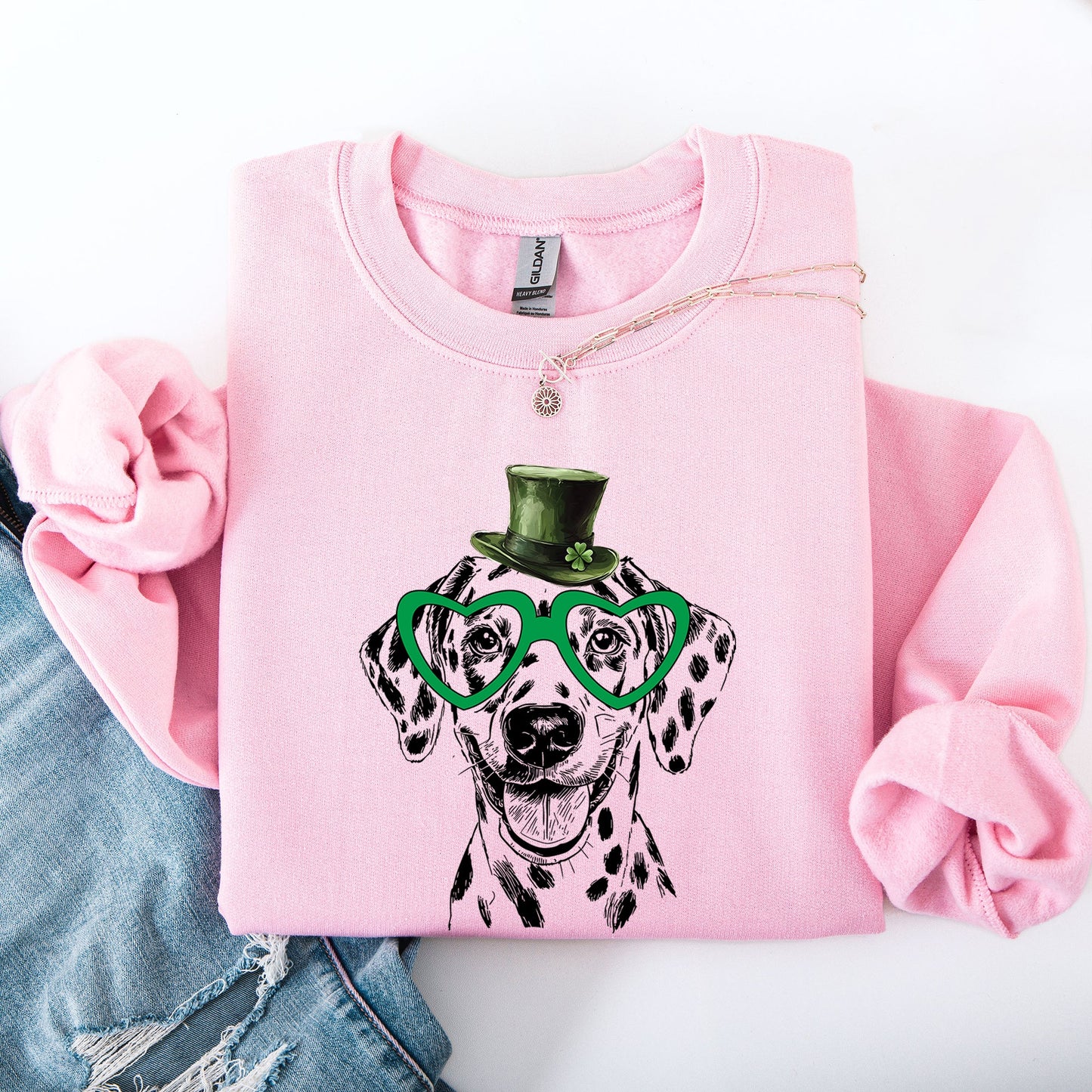 Dalmatian, Adorable Dog, St Patrick's Day, Lucky, Irish Sweatshirt