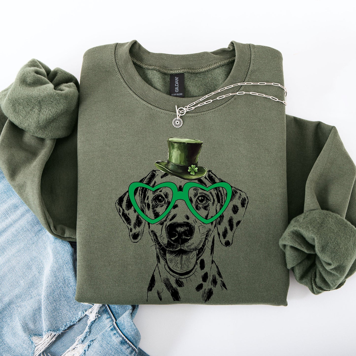 Dalmatian, Adorable Dog, St Patrick's Day, Lucky, Irish Sweatshirt