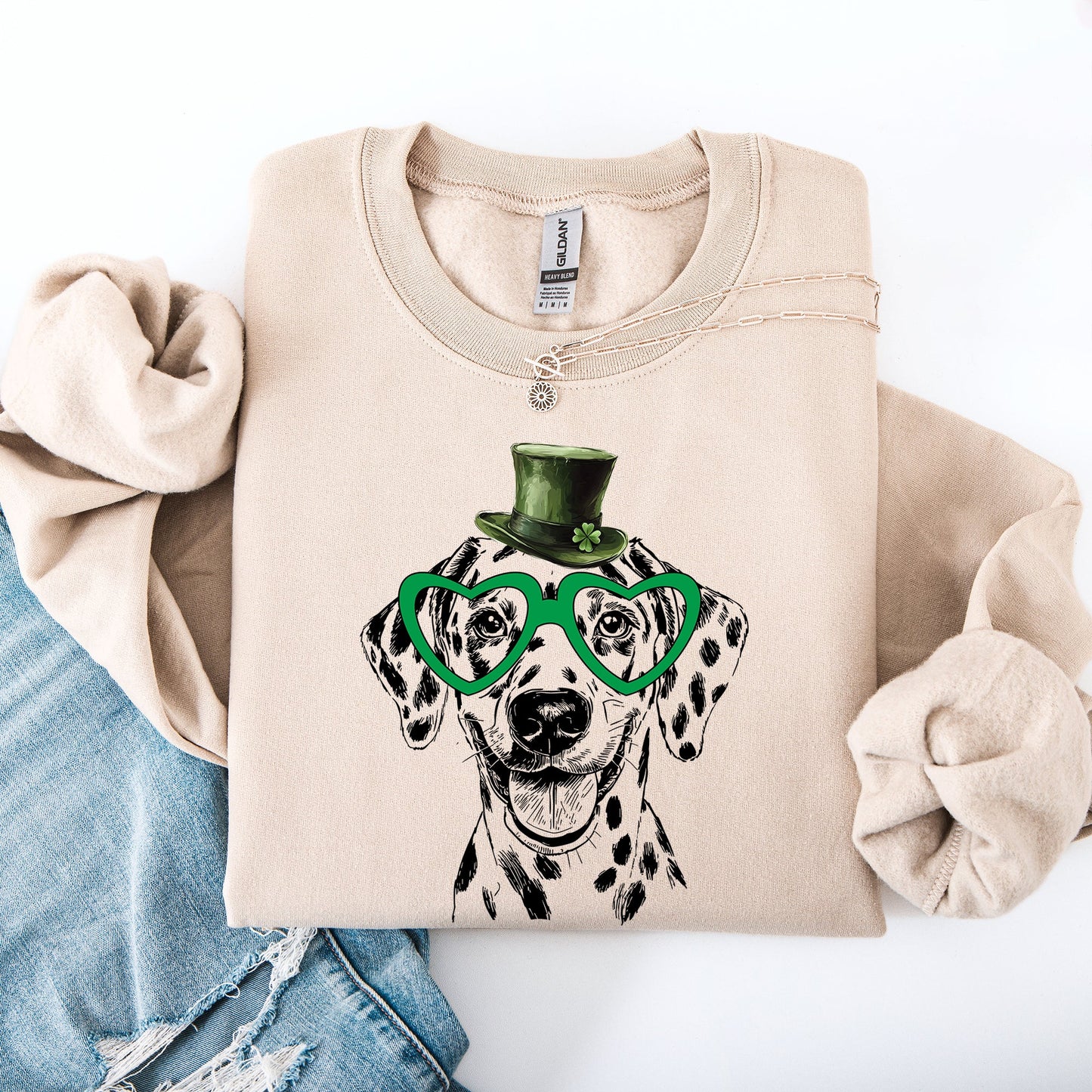 Dalmatian, Adorable Dog, St Patrick's Day, Lucky, Irish Sweatshirt