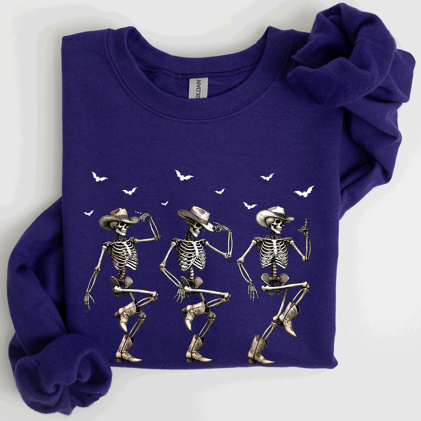 Dancing Cowboy Skeletons, Halloween Bats Sweatshirt