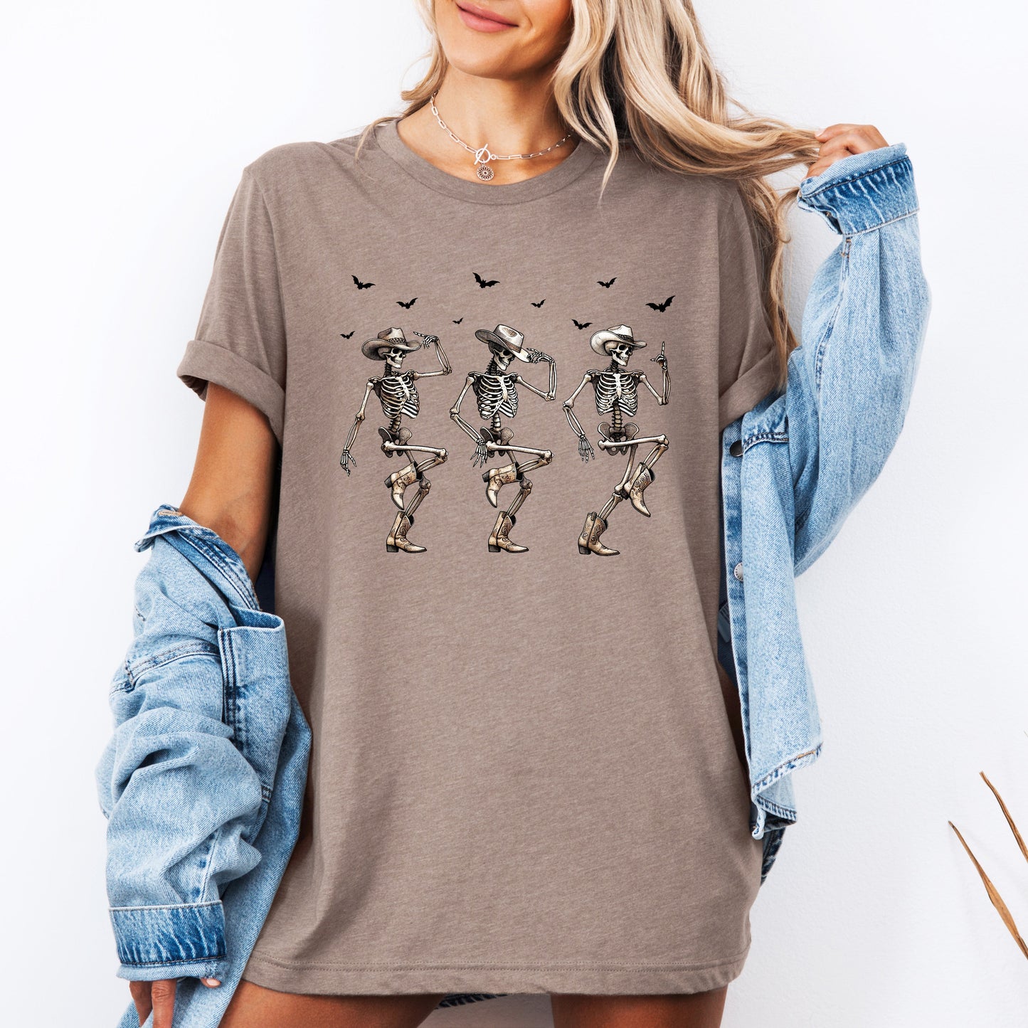 Dancing Cowboy Skeletons, Halloween Bats, Tshirt