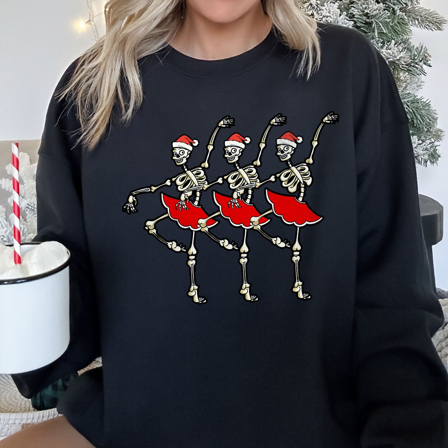 Dancing Skeleton Santa Girls Sweatshirt