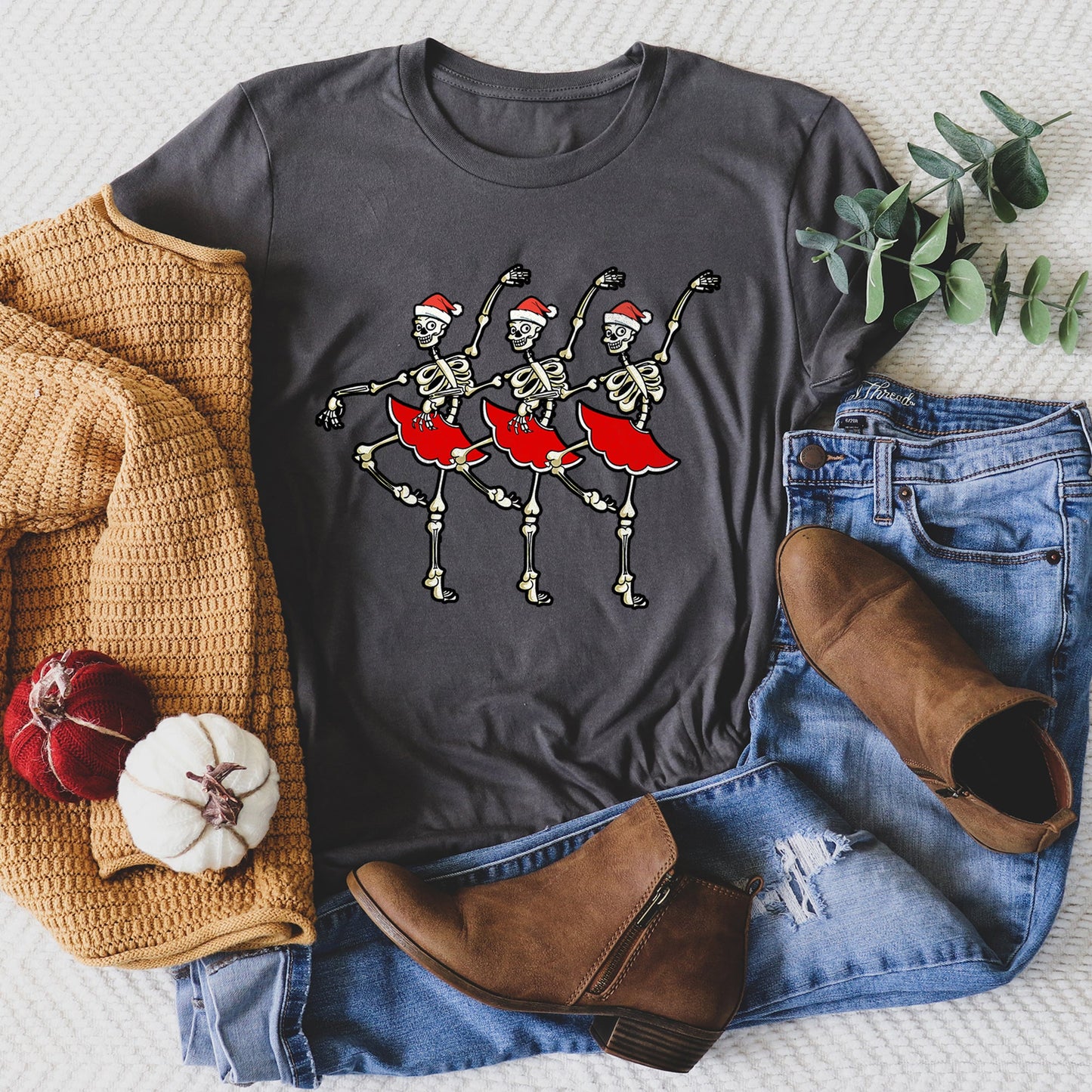 Dancing Skeleton Santa Girls, Ballet, Christmas Super Soft Tees