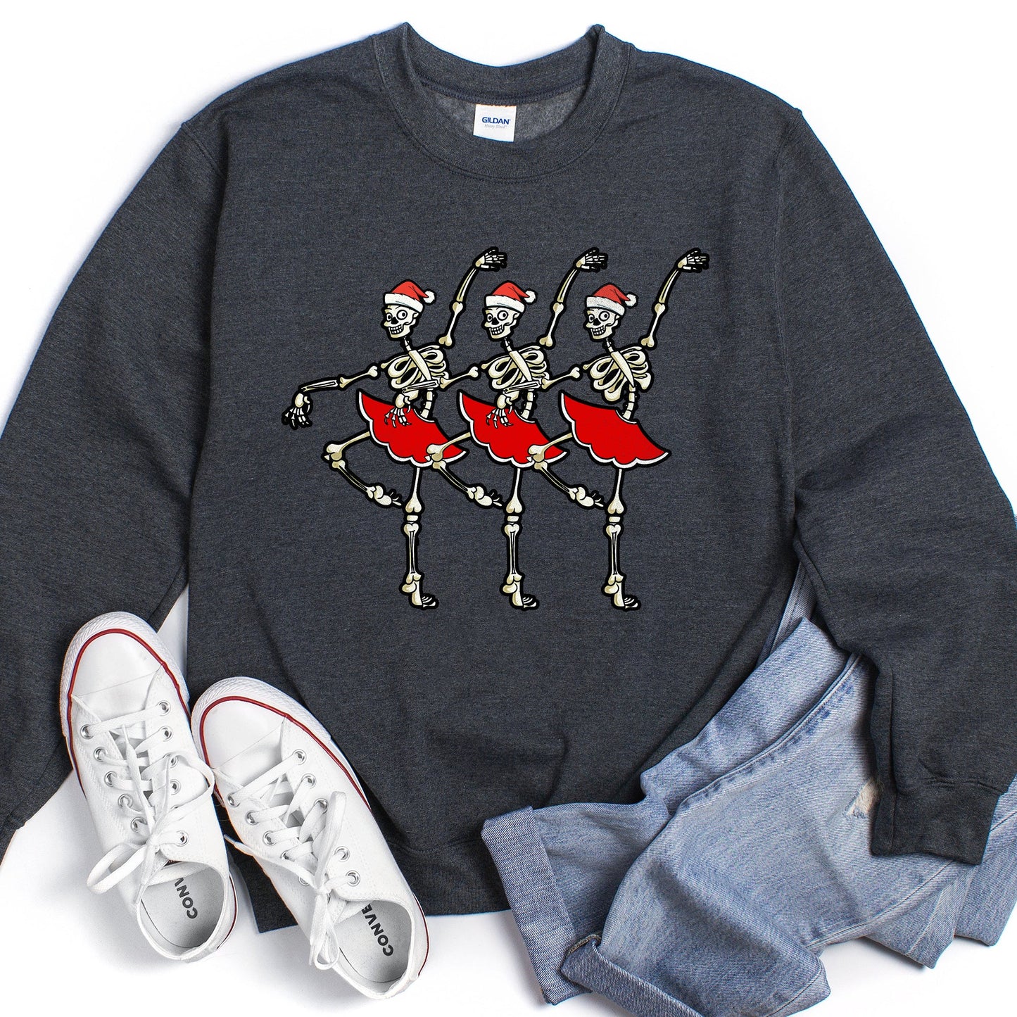 Dancing Skeleton Santa Girls Sweatshirt