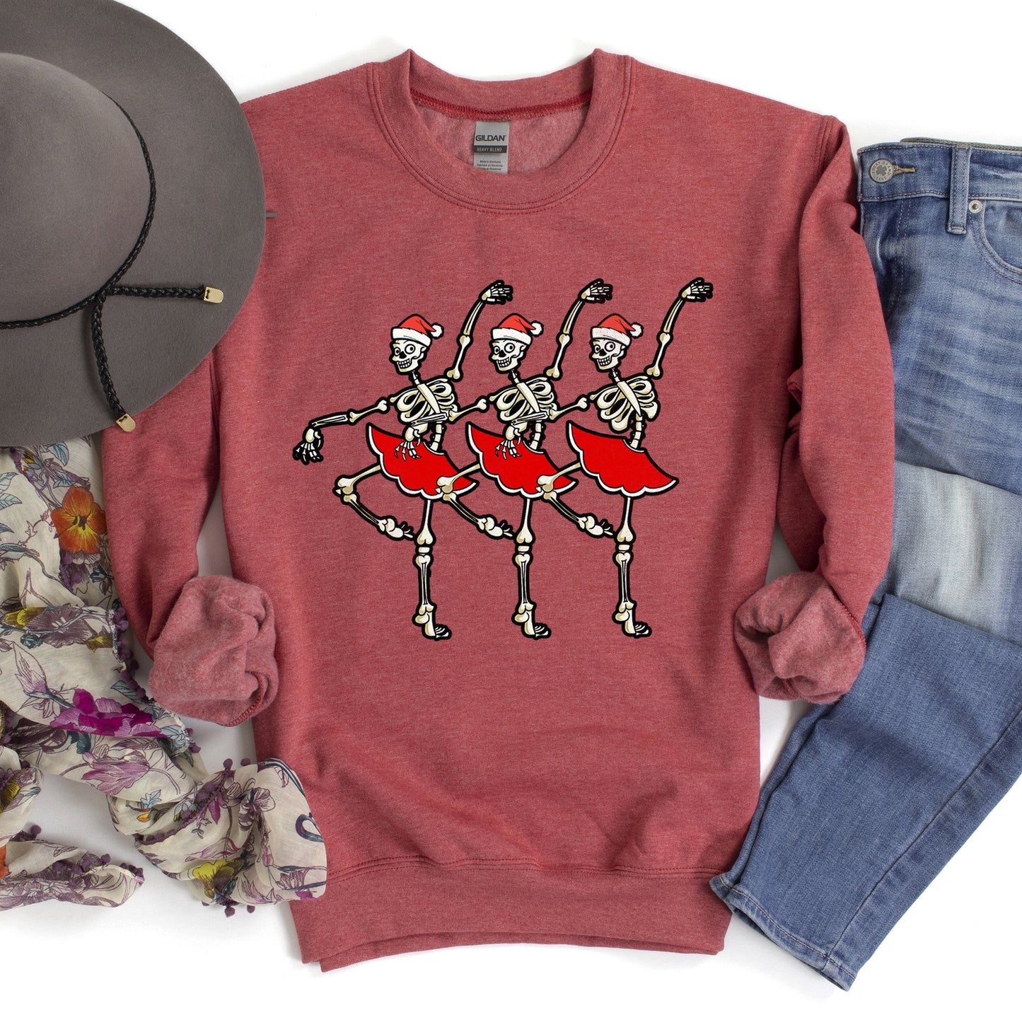 Dancing Skeleton Santa Girls Sweatshirt