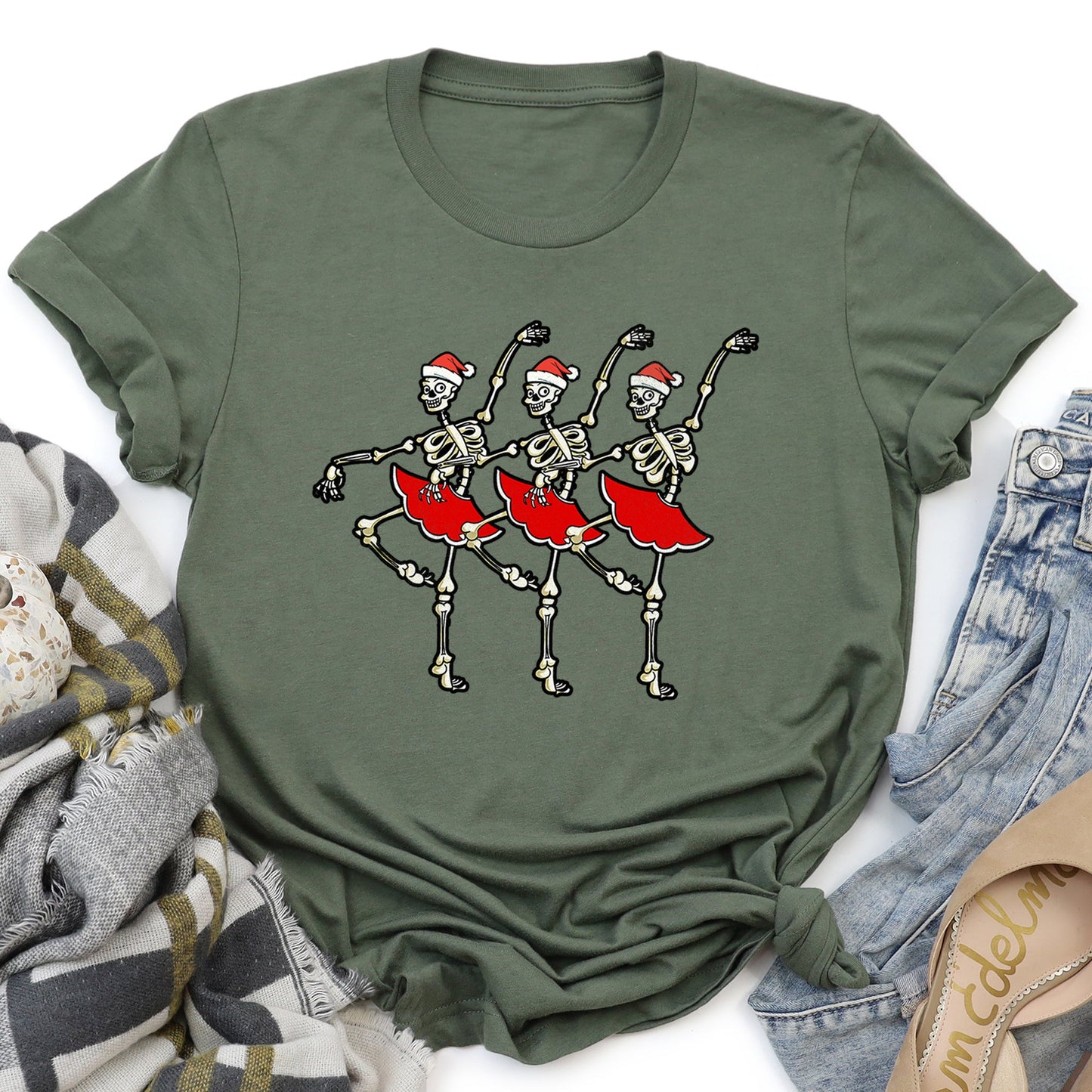 Dancing Skeleton Santa Girls, Ballet, Christmas Super Soft Tees