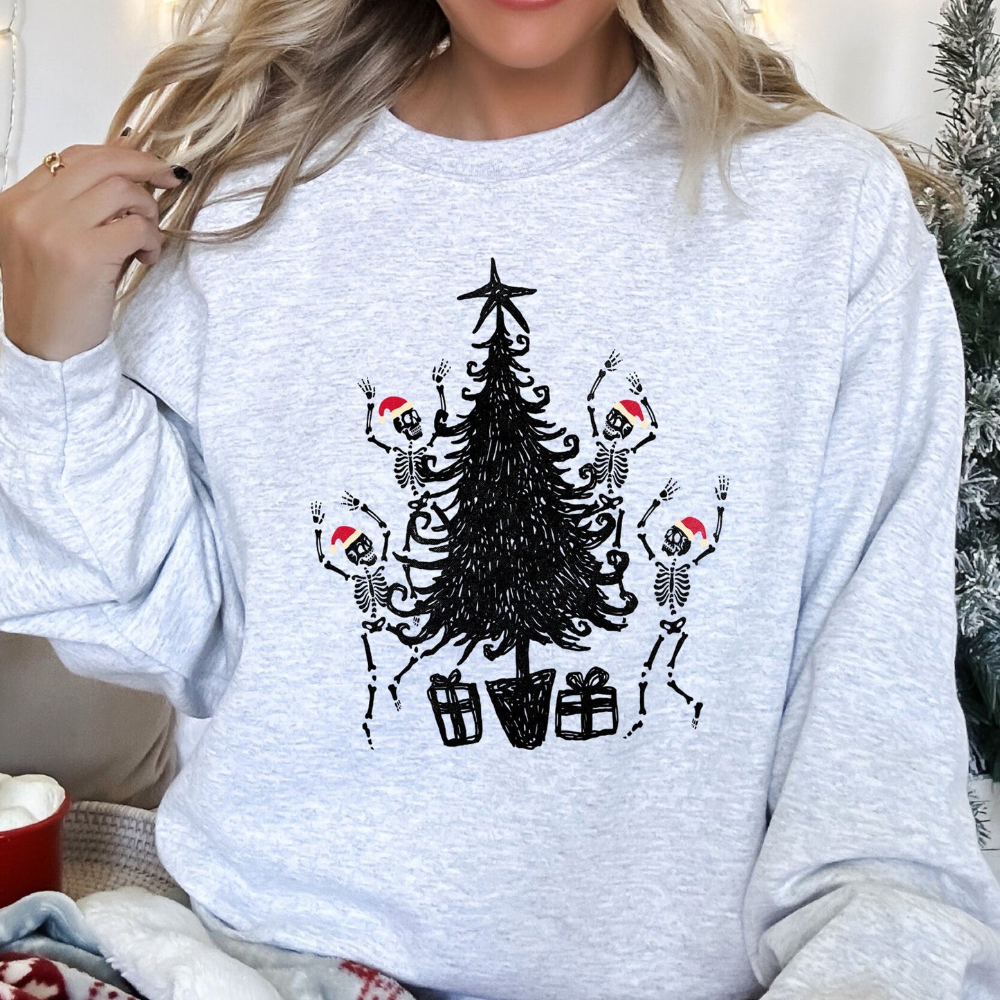 Christmas Dancing Skeletons Retro Sweatshirt