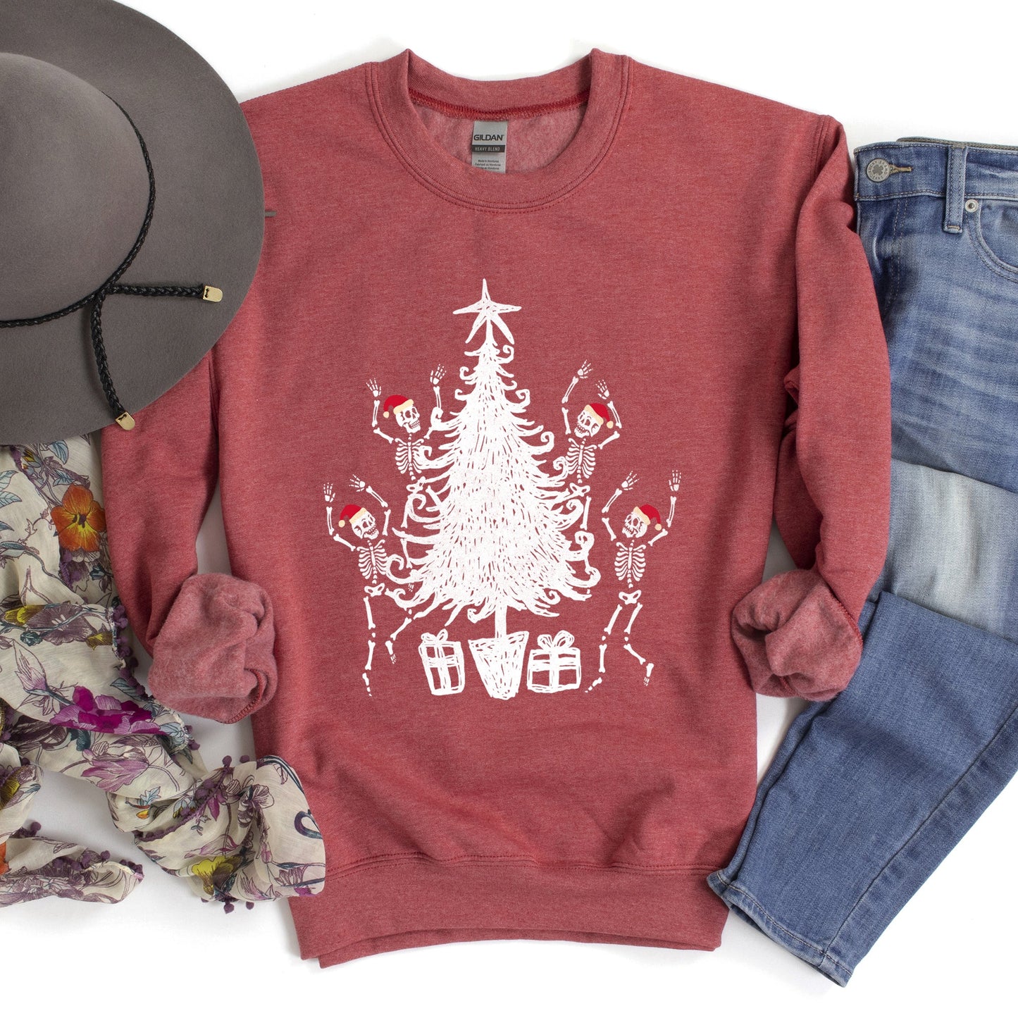 Christmas Dancing Skeletons Vintage Sweatshirt