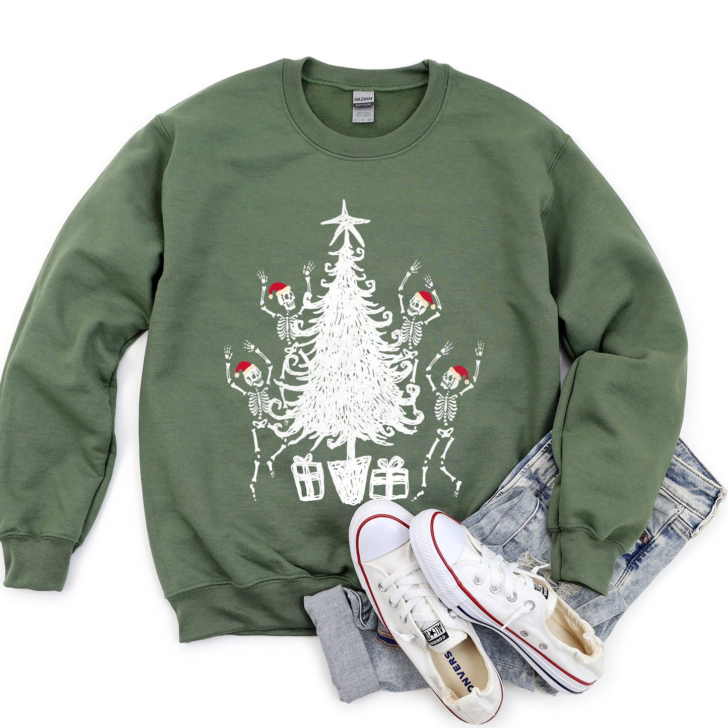 Christmas Dancing Skeletons Vintage Sweatshirt