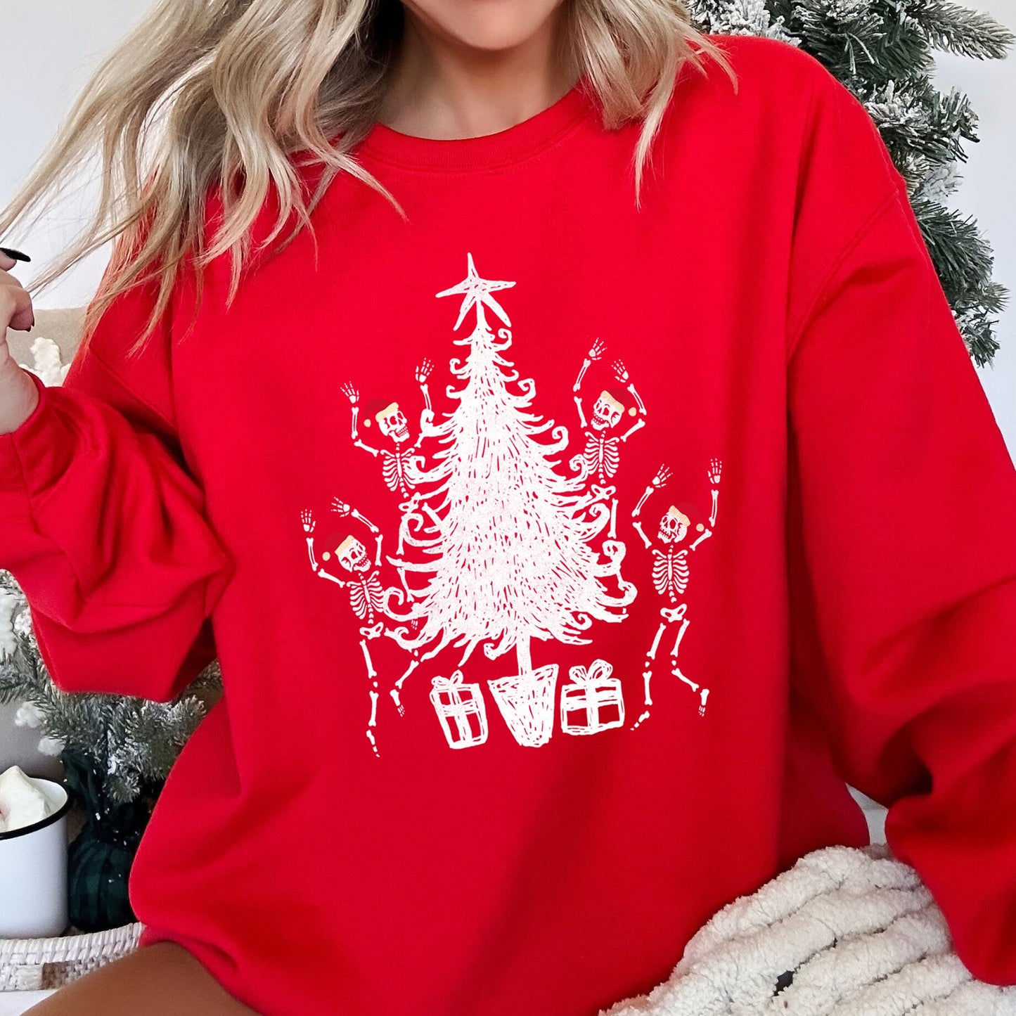 Christmas Dancing Skeletons Vintage Sweatshirt