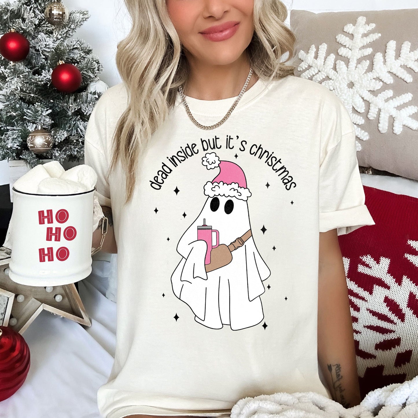 Dead Inside But It's Christmas, BooJee, Bougie, Ghost Comfort Colors