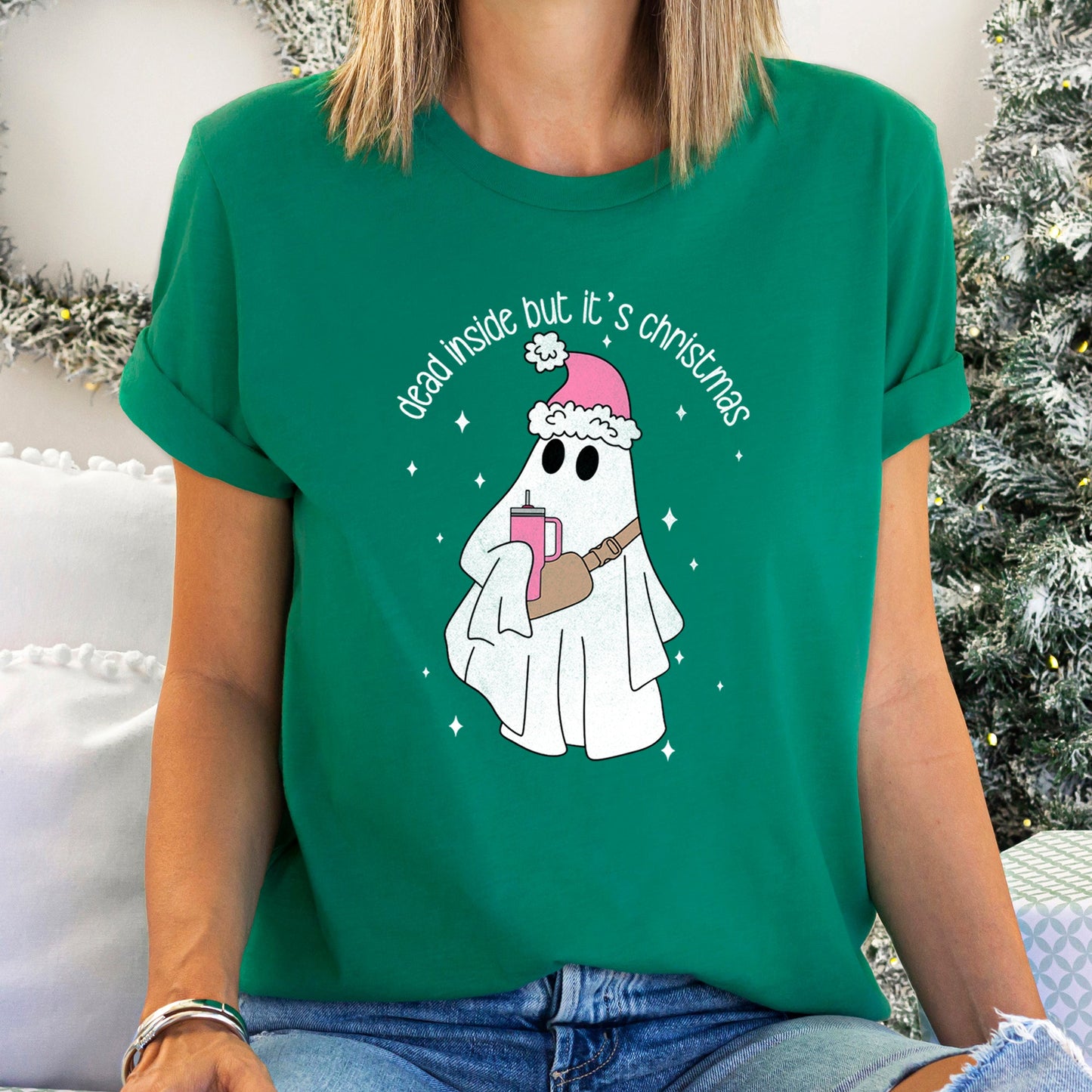Dead Inside But It's Christmas, BooJee, Bougie, Ghost Super Soft Tees