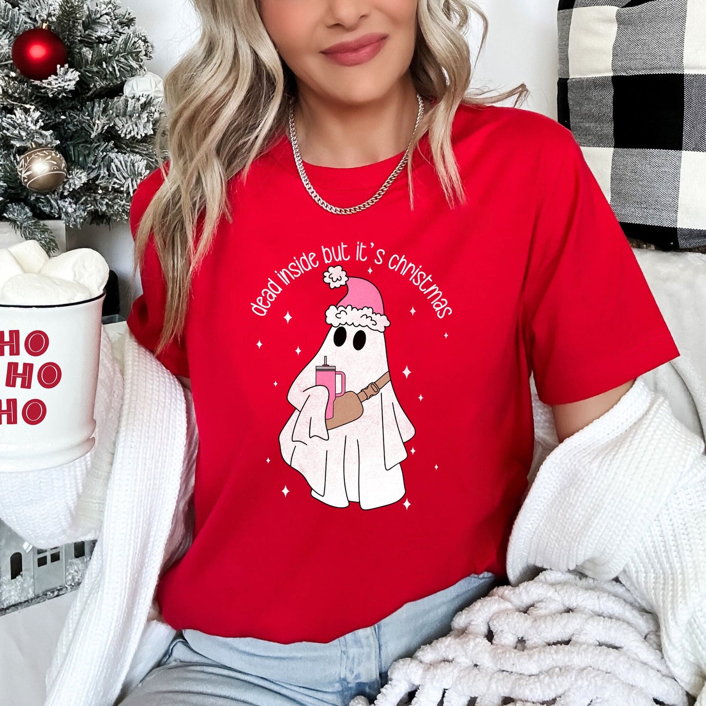 Dead Inside But It's Christmas, BooJee, Bougie, Ghost Super Soft Tees