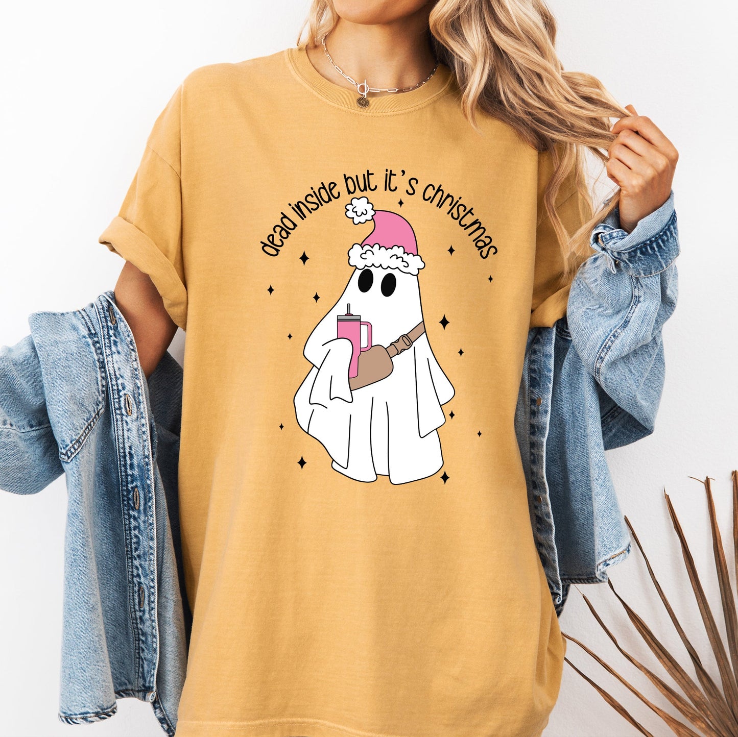 Dead Inside But It's Christmas, Ghost, Funny, Bougie, Santa, Winter, Xmas Tshirt Comfort Colors T-Shirt