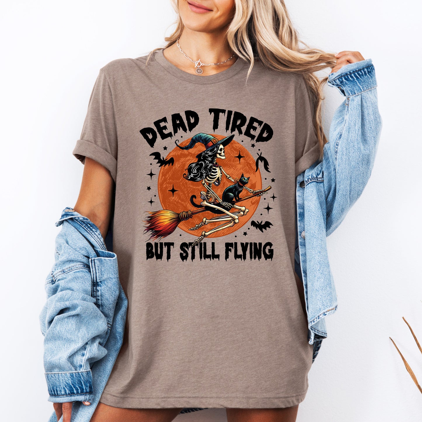 Dead Tired But Still Flying, Halloween, Witch, Tshirt