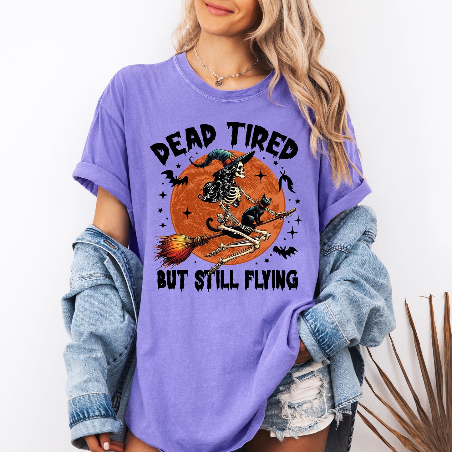 Dead Tired But Still Flying, Halloween, Witch, Comfort Colors T-Shirt