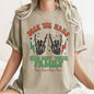 Deck The Halls And Not Your Family, Fa La La, Retro, Christmas, Skeleton, Rock Comfort Colors Tshirt