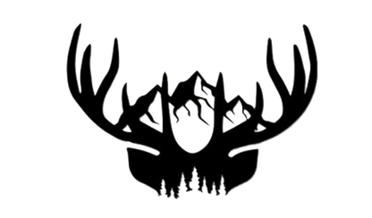Black silhouette of deer antlers on a white background
