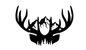 Black silhouette of deer antlers on a white background