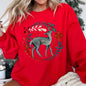 Deer Folk Art Scandinavian Christmas Sweatshirt