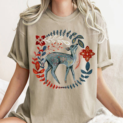 Deer, Folk Art, Scandinavian, Winter, Christmas Comfort Colors Tshirt