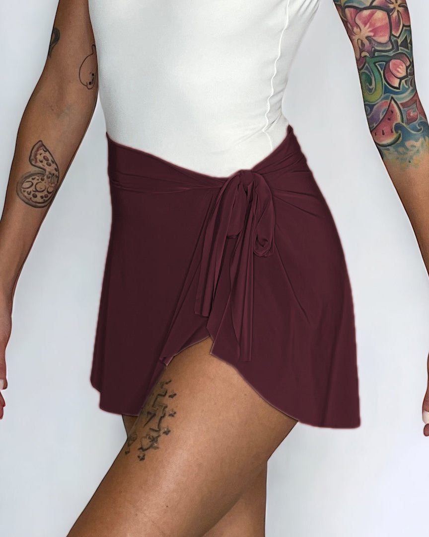 Dark Red Ballet Wrap Skirt -  Red Sangria Demi Skirt
