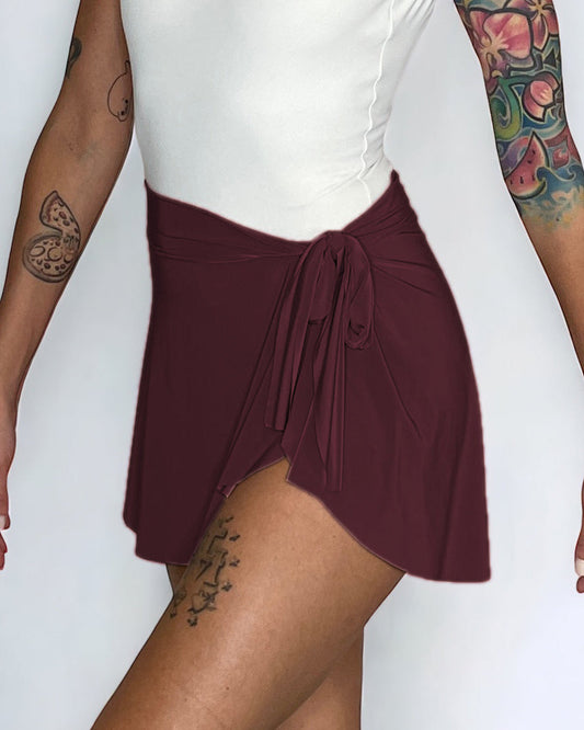 Dark Red Ballet Wrap Skirt -  Red Sangria Demi Skirt