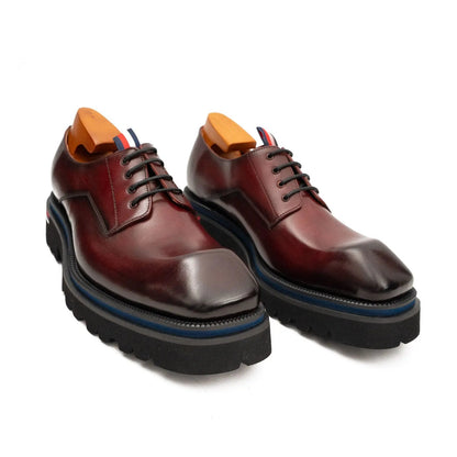 Derby Shoes Chunky 6cm heel boost Wine red