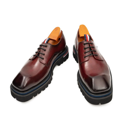 Derby Shoes Chunky 6cm heel boost Wine red