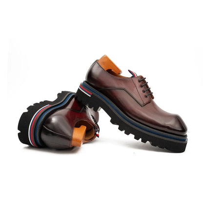 Derby Shoes Chunky 6cm heel boost Wine red