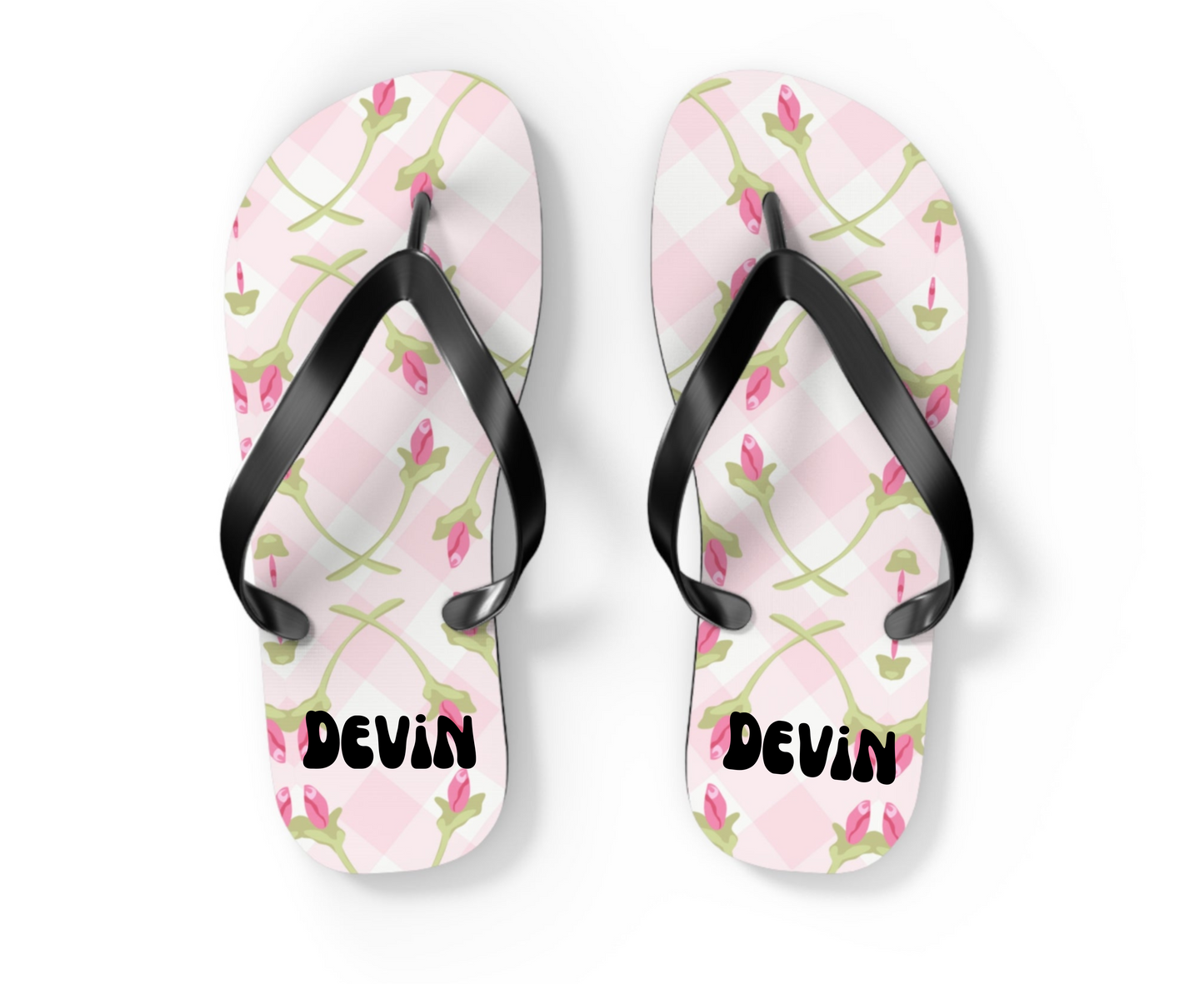 Customizable: Chic Floral Flip Flops for Summer Fun, Beach Vacation Sandals, Garden Party Footwear, Stylish Slip-Ons, Spring Accessories