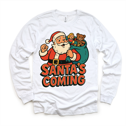 Santa Is Coming Kids Christmas Shirt - Christmas Tee