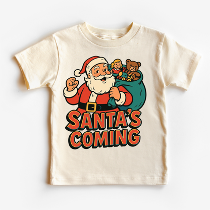 Santa Is Coming Kids Christmas Shirt - Christmas Tee