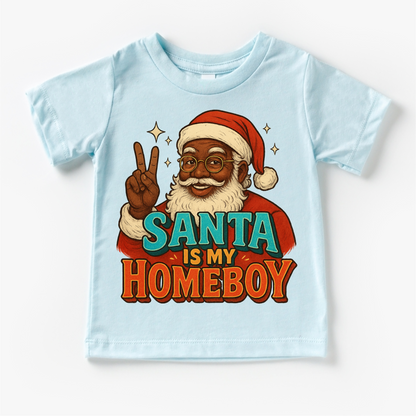 Santa Is My Homeboy Christmas Shirt - Black Santa Tee