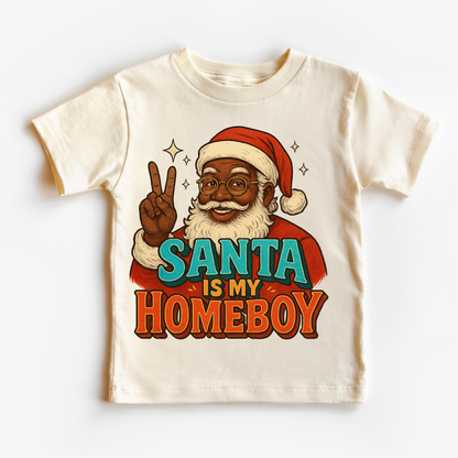 Santa Is My Homeboy Christmas Shirt - Black Santa Tee