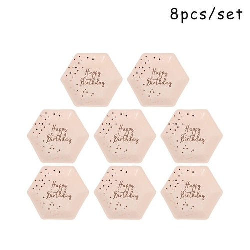 Disposable Paper Straws/Napkin/Cup/Plate Pink
