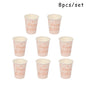 Disposable Paper Straws/Napkin/Cup/Plate Pink