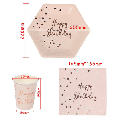 Disposable Paper Straws/Napkin/Cup/Plate Pink