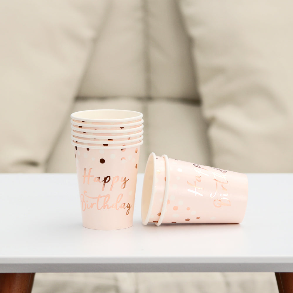 Disposable Paper Straws/Napkin/Cup/Plate Pink