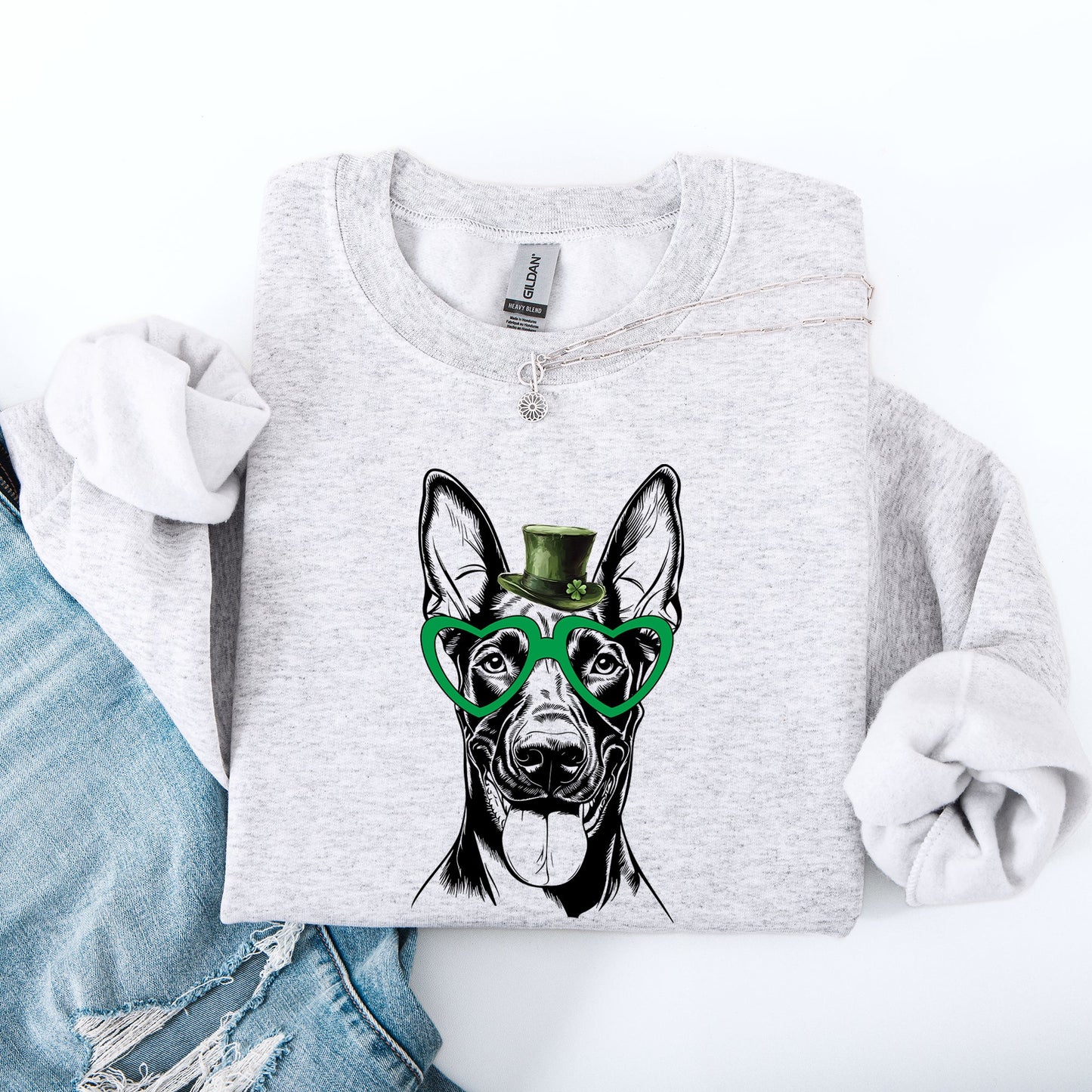 Doberman, Adorable Dog, St Patrick's Day, Lucky, Irish Sweatshirt