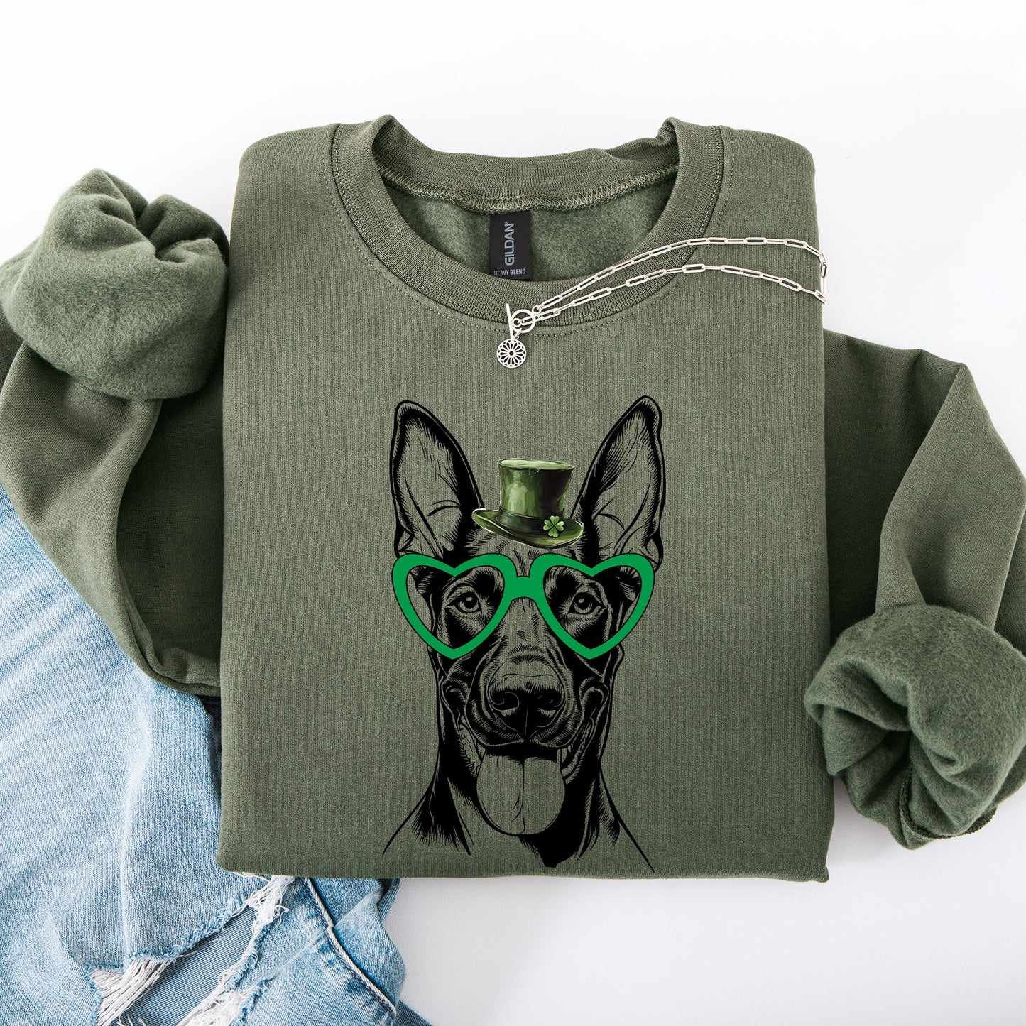 Doberman, Adorable Dog, St Patrick's Day, Lucky, Irish Sweatshirt