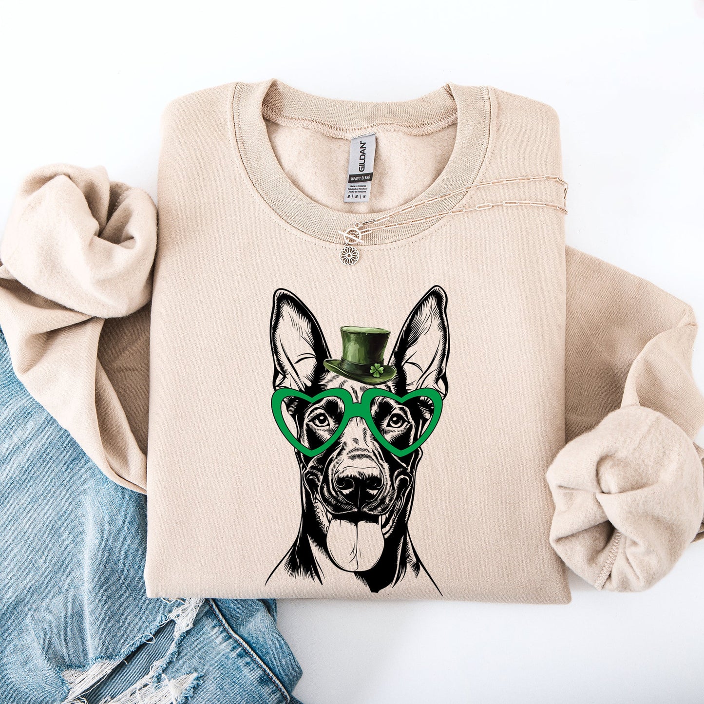Doberman, Adorable Dog, St Patrick's Day, Lucky, Irish Sweatshirt