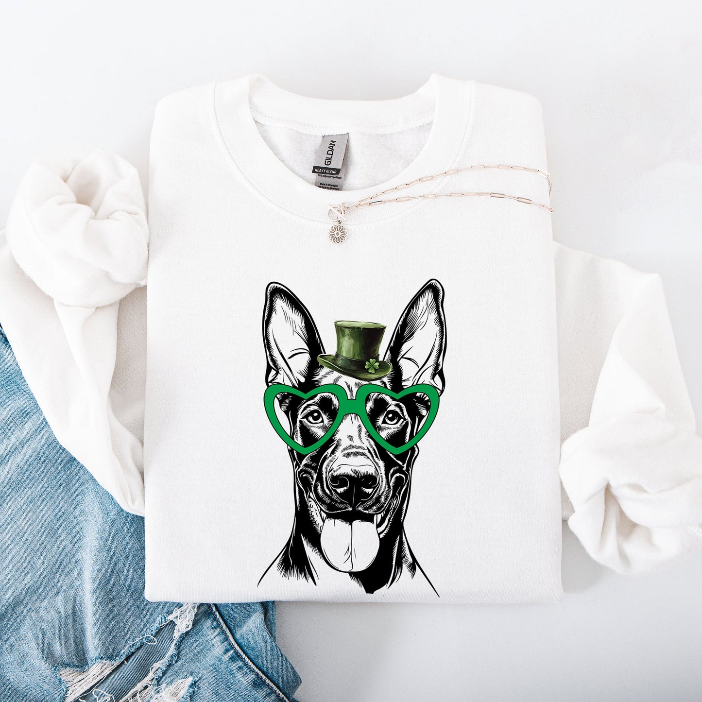 Doberman, Adorable Dog, St Patrick's Day, Lucky, Irish Sweatshirt