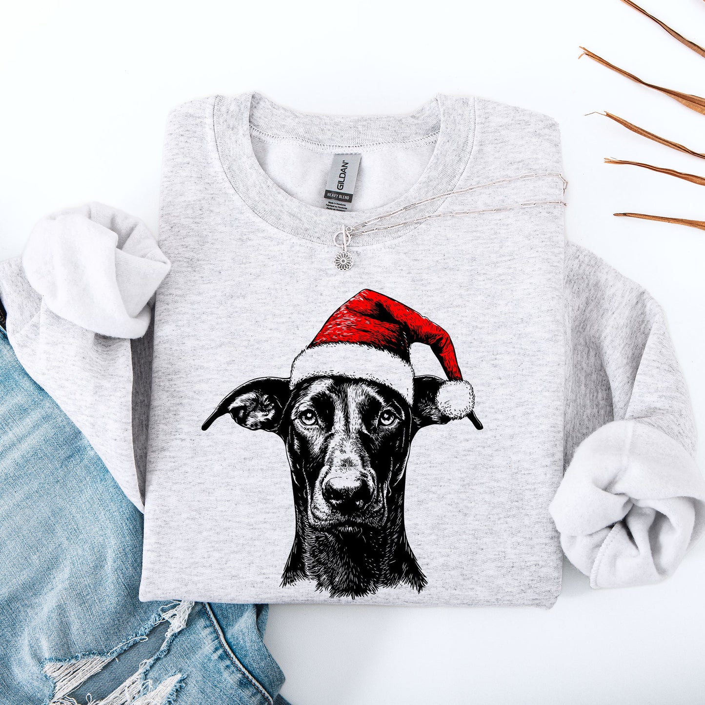 Doberman, Santa, Dog, Christmas, Dog Lover, Pet Sweatshirt